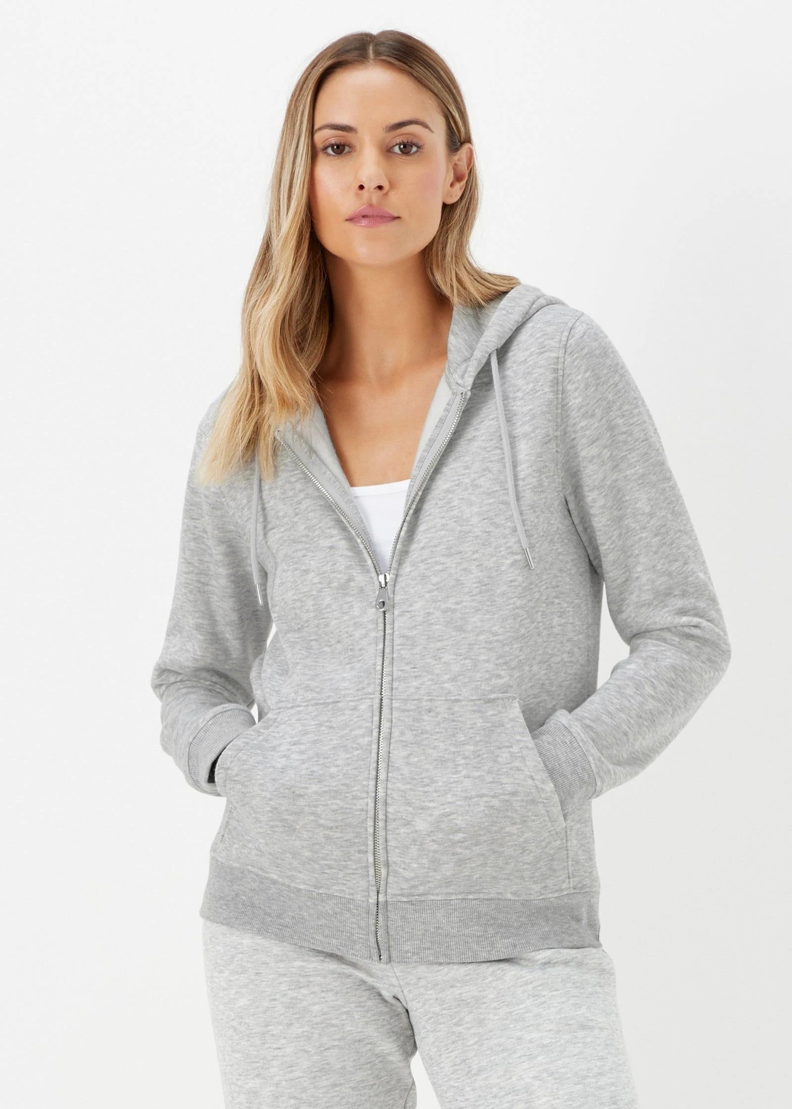 Grey Fleece Zipper Hoodie